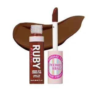 Ruby Kisses Under Eye Concealer, Full Coverage Makeup for Dark Circles, Redness, Hyperpigmentation, Blemishes, Moisturizing Satin Finish Formula With Caffeine & Peptides (425 Cognac, 0.40 Fl Oz)