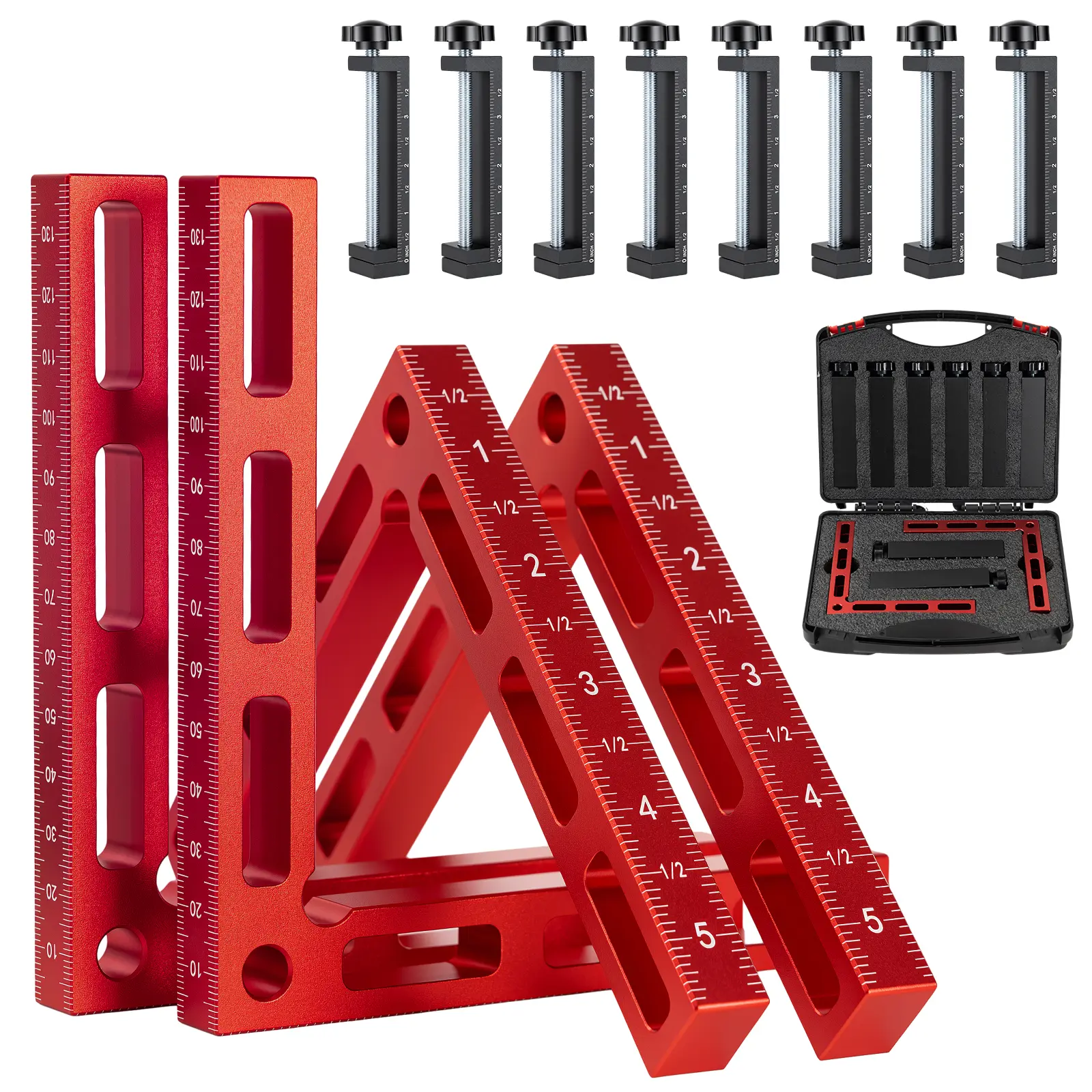GJANSH Corner Clamp for Woodworking,90 Degree Right Angle Clamps，4 Pack 5.5" x 5.5" Aluminum Alloy Woodworking Carpenter, Positioning Clamping Square Tool for Picture Frames, Boxes, Cabinets or Drawers