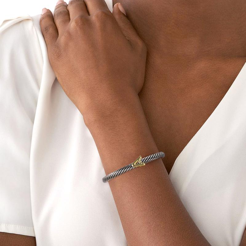 MYTYS 26 Initial Letter Cuff Bracelet Twisted Braided Opening Size Classic Cable Two-tone Design Women's Fashion Trendy Jewellery Accessories