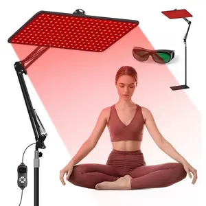 Portable LED Red Light Therapy Lamp 660nm & 850nm Infrared 200 LEDs for Face Body Muscle Recovery Beauty Detachable Panel Stand Sunglasses Included