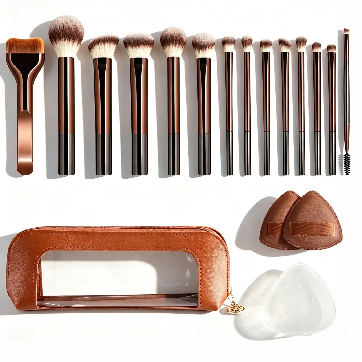 14pcs Professional Makeup Brush Set with Bag, Cosmetic Brush Set, Metal Frame, Eyeshadow, Blush, Foundation Brushes, Ideal for Women & Girls, Brush Kit