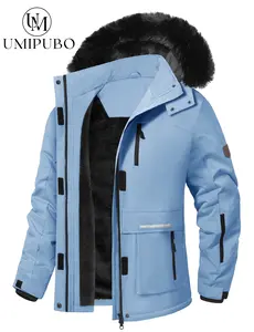 UMIPUBO Winter Women's Waterproof Ski Jacket Warm Winter Coat Mountain Windproof Fleece Jacket Outdoor Hiking Jacket with Removable Hood