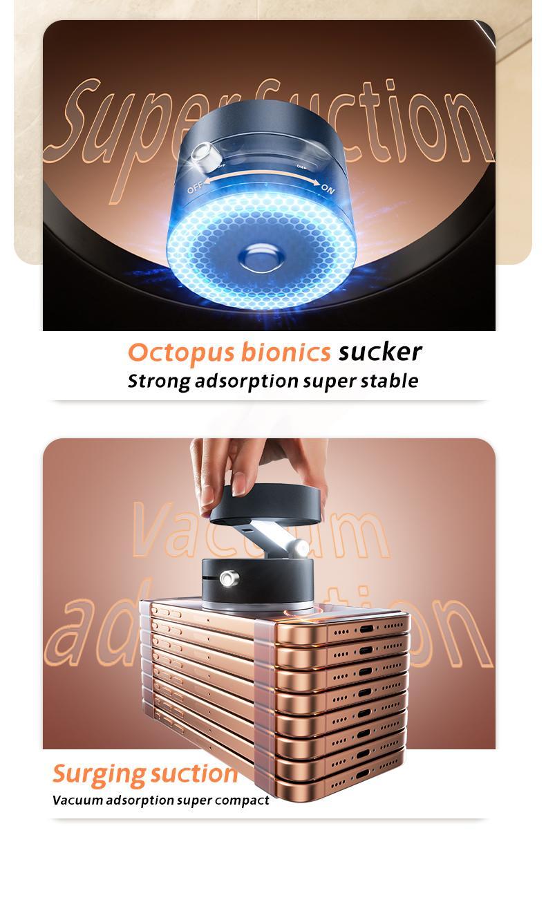 Multi-functional vacuum strong magnetic cell phone holder, 360 ° rotation, suitable for all kinds of cell phones, with magnetic holder, foldable, convenient for multi-scene application