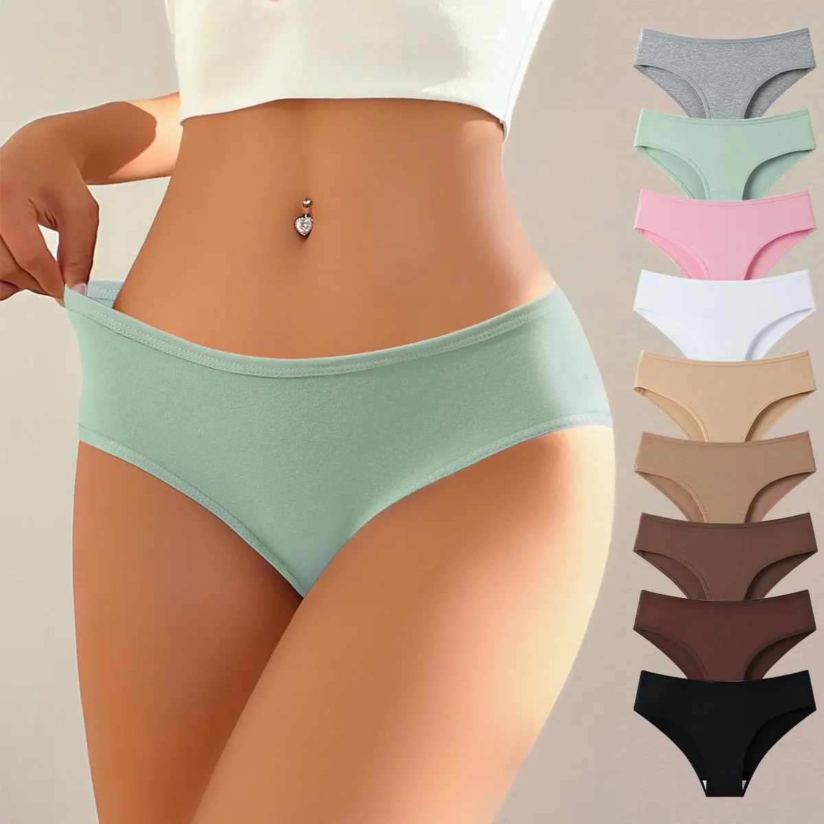 Hotcom Women's 5-9 Pcs Multipack Cotton Underwear - Solid Colored Cotton Fabric Briefs, Minimalist, Soft, Breathable Basic Panty for Everyday Wear,clothes for back to school,first day of school outfits