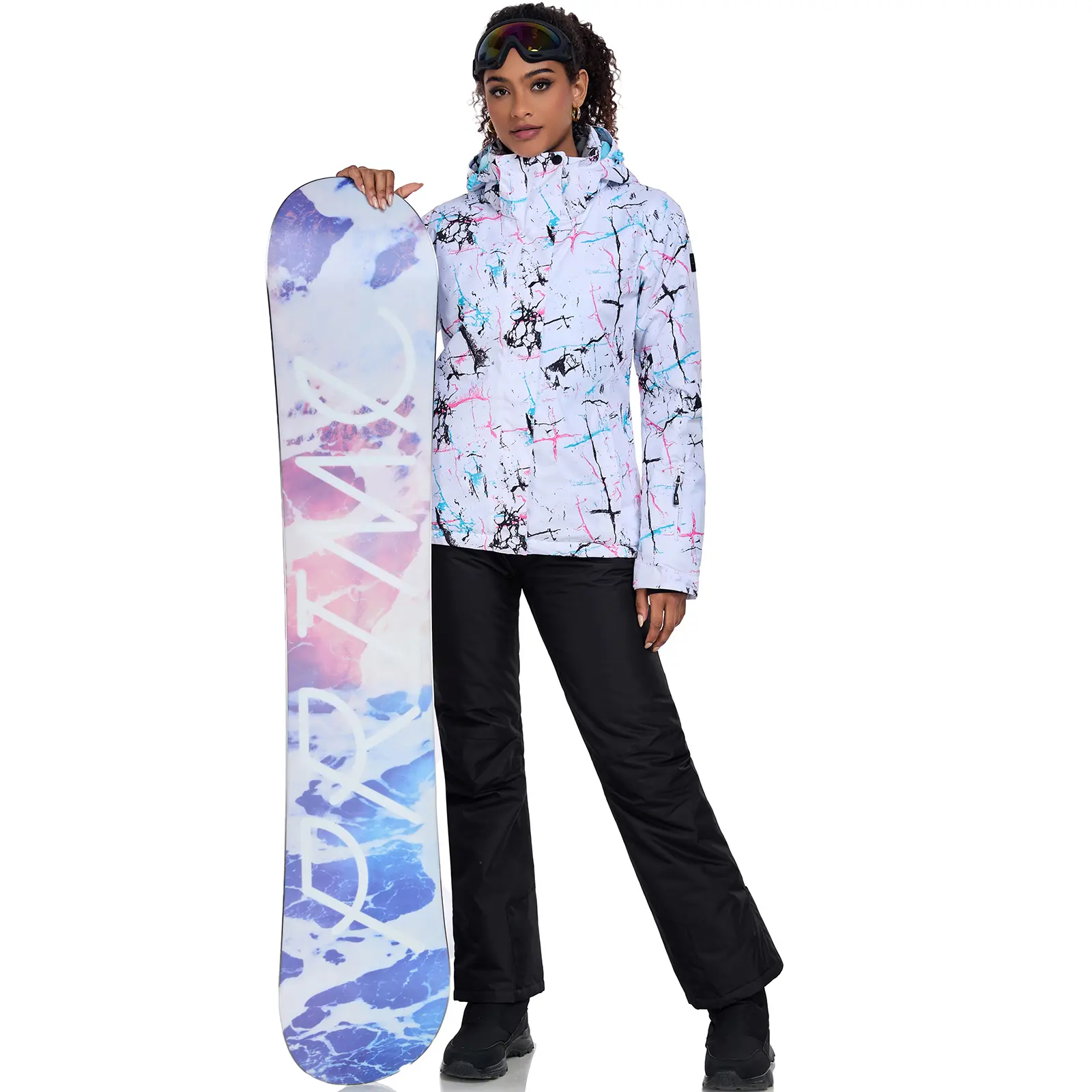 YEEFINE Women's 2-Piece Sport Outdoor Clothes Athletic Set Ski, Windproof Waterproof Insulated Winter Warm Snowboarding Snowsuit (Jacket & Pants)