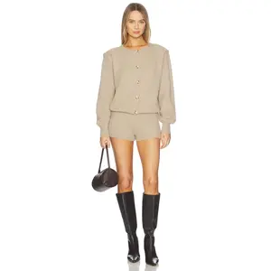 SEROYA Sable Knit Romper in Driftwood