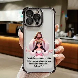 Christian Psalm 17:8 Spanish Bible Verse Shockproof Phone Case for iPhone 15 Pro Max/16 Pro Max/17 Pro Max & Galaxy S24 Ultra/S25 Ultra/S26 Ultra