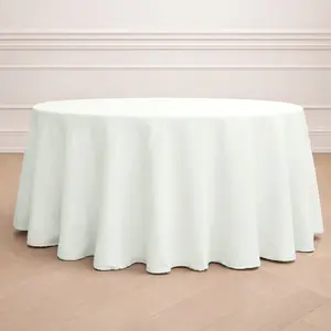 Polyester Round Tablecloth 120" Ivory - Durable & Seamless Table Cover