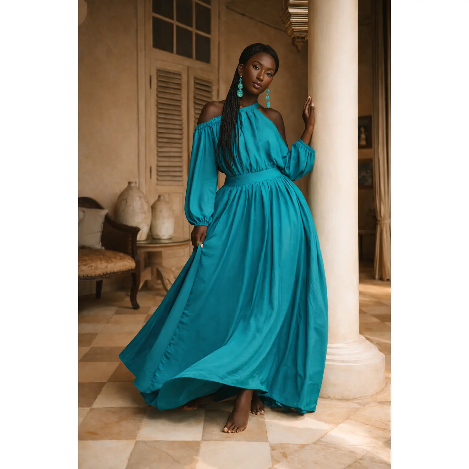 Turquoise Gabriella  Maxi Dress