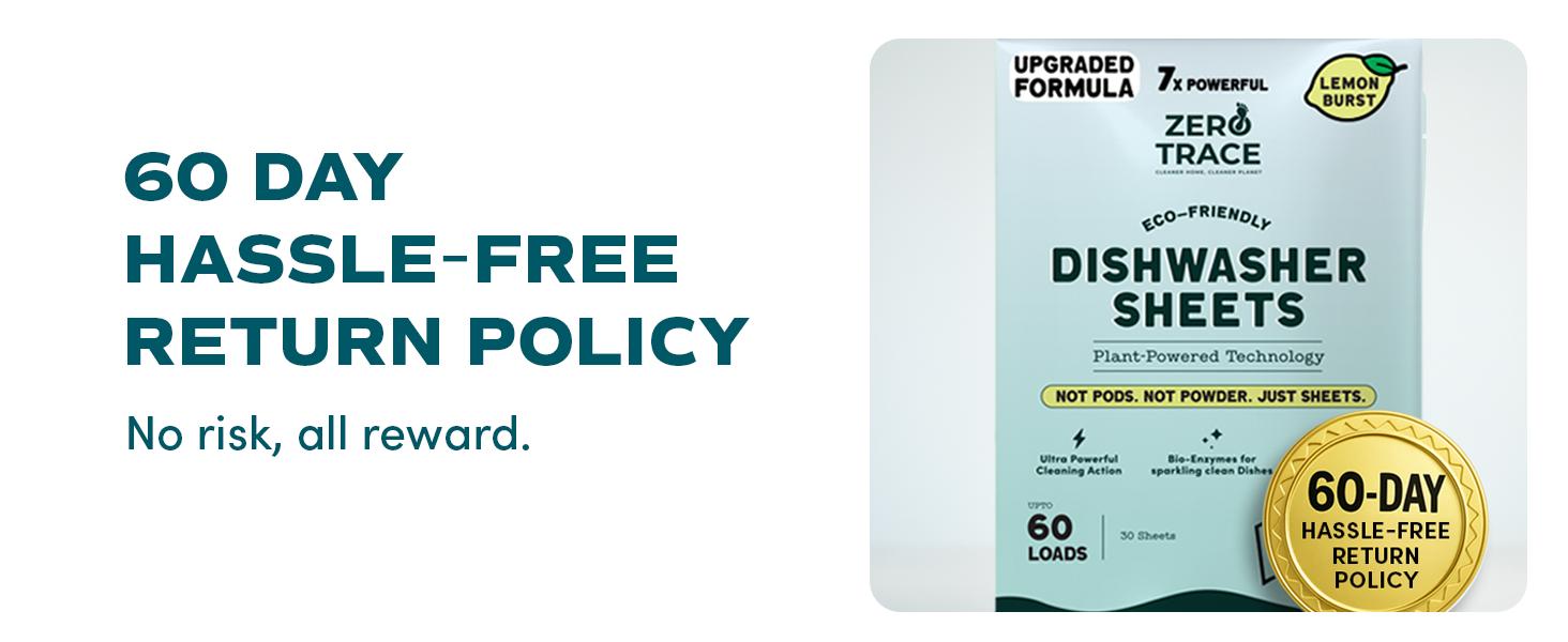 Zero Trace Dishwasher Detergent Lemon Burst - Eco-Friendly Sheets for Dish Washing - Plant Powered Technology - More Efficient than Dishwasher Pods or Tablets (38 Sheets) Cleaner Cleaning