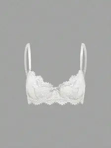 Sibrian Goth Floral Lace Underwire Triangle Cup Bra, For Valentine's Day