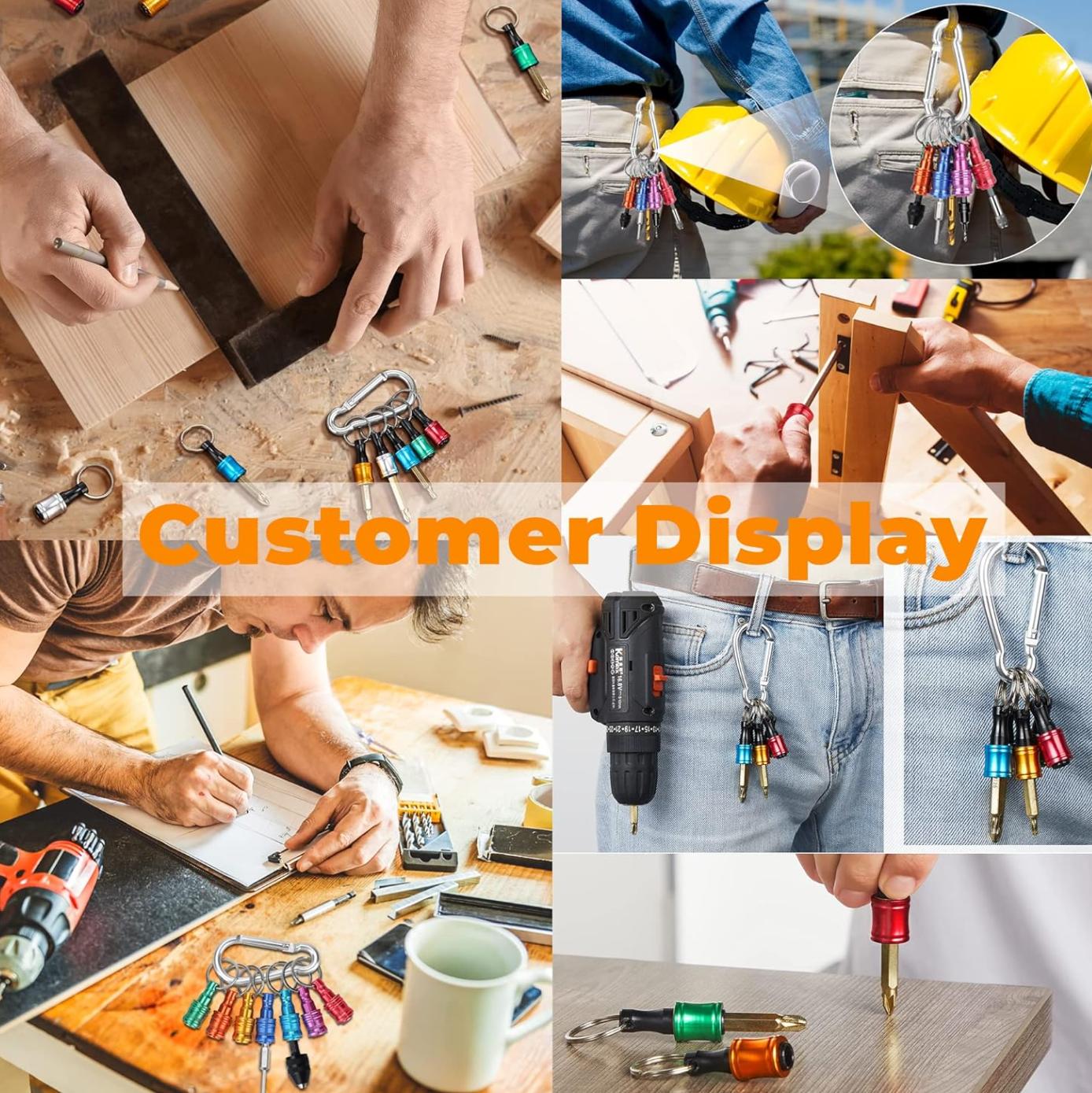 6 PCS Bit Holders 1/4 Socket, Hex Shank Screwdriver Bit Holder for Impact Driver Drill Bit Keychain Extension Bar Quick Release Easy Change, Screwdriver Bit Holders for Tools & Home Improvement Gift