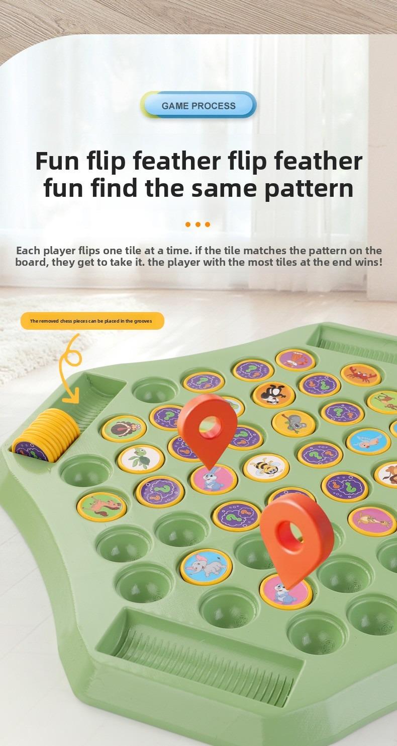 A Tabletop Educational Game for Kids - Fruit Memory Matching Flip Chess with Finger Sticks The perfect early learning toy for parent-child bonding!It helps train concentration, boosts memory skills, and promotes hand-eye coordination preschool montessori