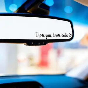Car Rearview Mirror Sticker, 4 Counts I Love You Drive Safe Car Mirror Decal, Vinyl Decal for Car, Universal Car Interior Accessories