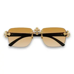 Triple Cross Sunglasses with Multiple Mirror Colors - Stylish Blue Lenses & Silver Cross Accents designer school y2k