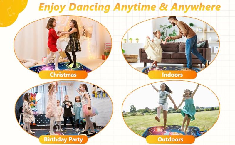 【HiEHA】Light-Up Kids Dance Mat | Portable Electronic Dance Pad with Bluetooth & Score Display | 3 Modes Touch Control Music Game | Indoor Outdoor Party Toy Gift for Kids 6+