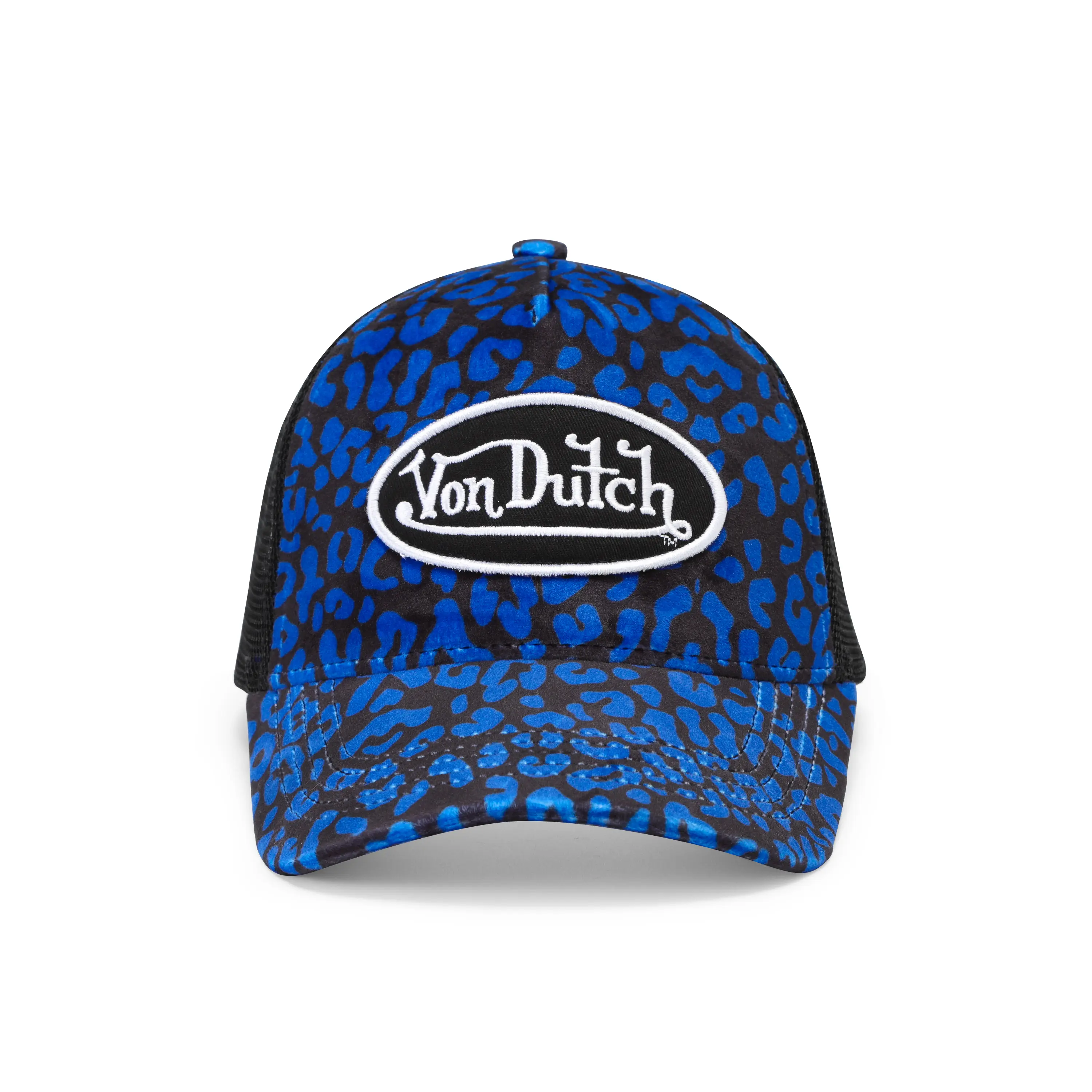 Blue Cheetah Velvet Trucker Hat