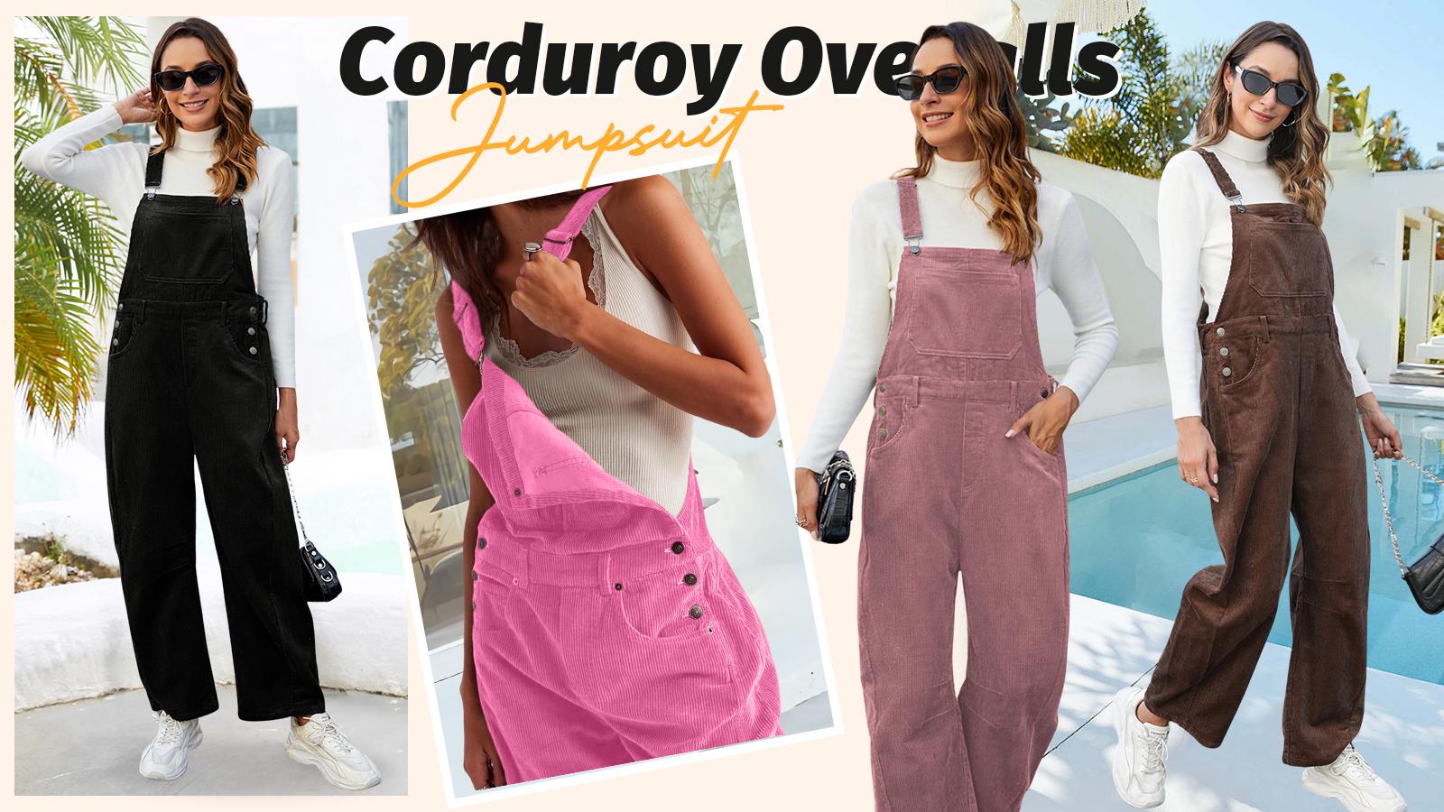 Molitree Women's Corduroy Overalls Barrel Wide Leg Bib Pants Adjustable Romper Jumpsuit with Pockets Casual Wideleg Womenswear Brown Molitree Women's Corduroy Overalls Barrel Wide Leg Bib Pants Adjustable Romper Jumpsuit with Pockets Casual Wideleg Womenswear Brown