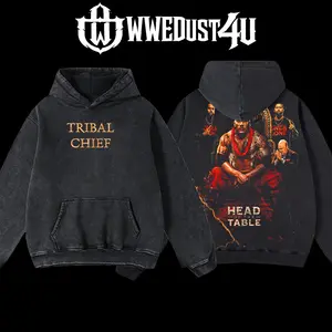 WWEDust4U Retro Vintage Limited Edition The Tribal Chief Head of the Table Hoodie 100% Cotton Blend Pre-washed for Softness Classic Menswear - Apparel