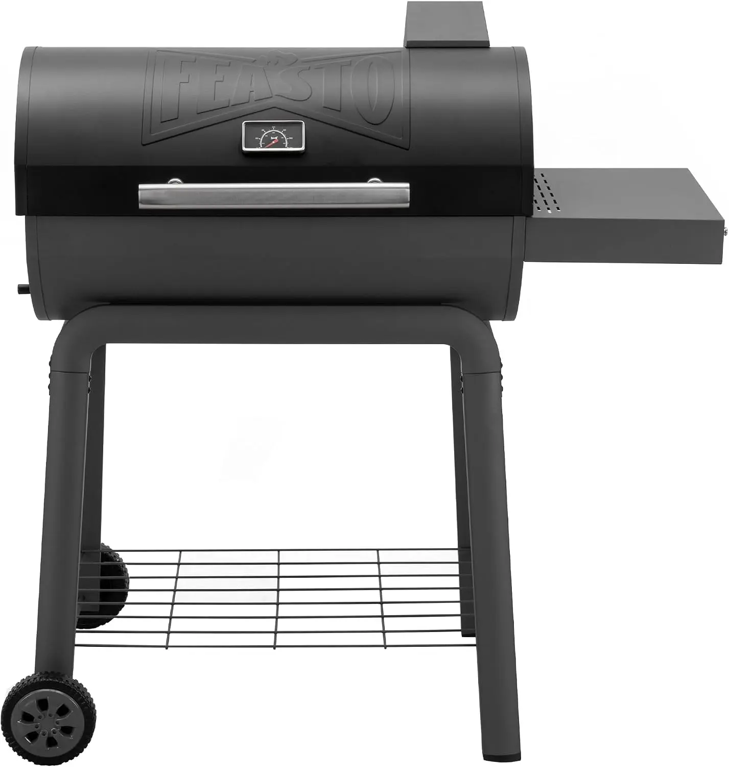 Feasto Heavy-Duty 30-Inch Charcoal Grill with Side Table - 679 Sq. In Cooking Area, Freestanding Outdoor BBQ for Backyard, Patio Use, Grey
