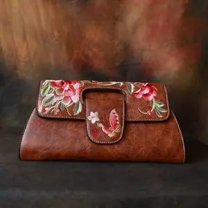 Embroidtale Embroidered Women's Purse Cross-body Shoulder Bag Clutch with Strap Vegan Leather