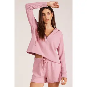 HALF ZIP CROP HOODIE