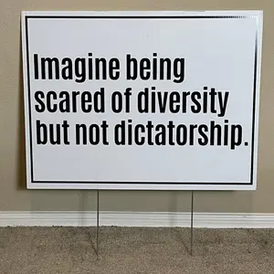 Imagine Being Scared of Diversity but not Dictatorship Yard Sign