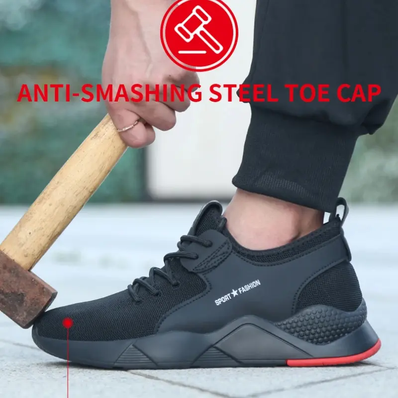Steel Toe Work Safety Shoes  Work Sneakers Breathable Lightweight Indestructible Shoes Men Safety Shoes