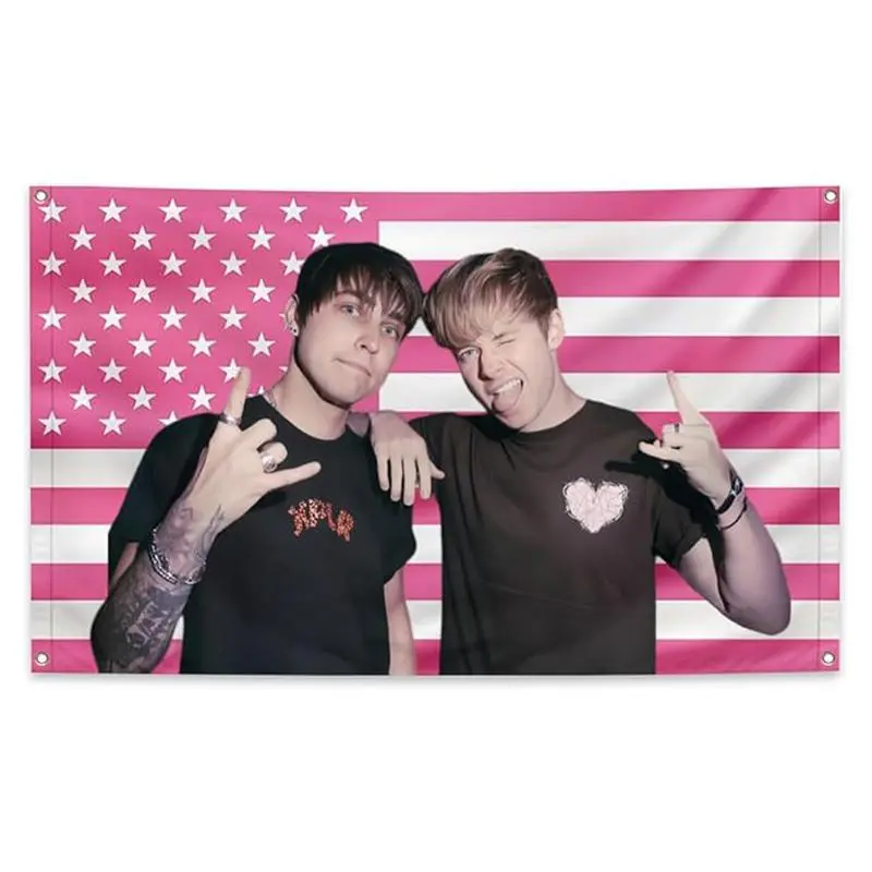 Sam And Colby 3X5 Ft Pink American Funny Flag With 4 Grommets College Dormitory Decoration Outdoor Party Courtyard Decoration