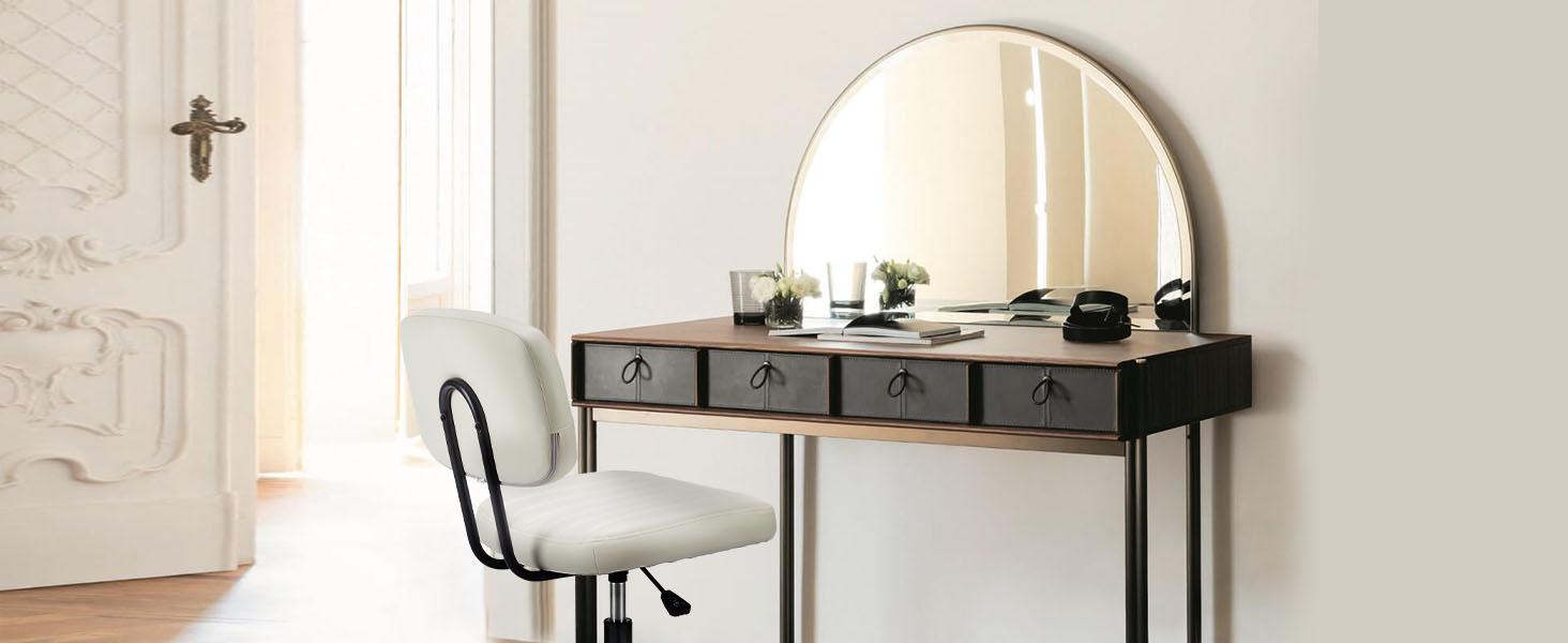 Furnest Compact Office Chair Height Adjustable Rolling Swivel Desk Chair with PU Leather, Armless Task Chair for Small Spaces, Home, Bedroom