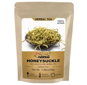 FullChea - 100% Pure Natural Dried Honeysuckle - Jin Yin Hua Honeysuckle Tea - Premium Flower Herbal Tea - 1.58oz/45g