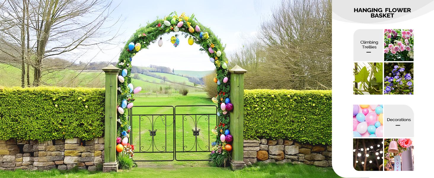 VINGLI Garden Arbor Arch, Wedding Arch Archway for Ceremony Party, Trellis for Plant Climbing, Christmas Decorations Pergola for Backyard, Lawn, Patio, Yard (Arbor with Gate)
