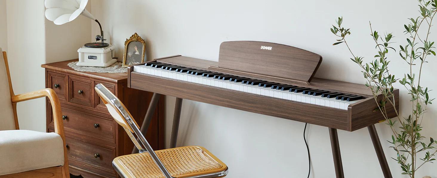 Donner DDP-80 Wooden Style 88 Key Weighted Digital Piano with Stand & 3 Pedal
