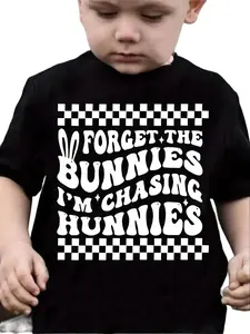 Toddler Boys Mom's Little Hunny Chaser Mother's Day T-Shirt, Cool Retro Slogan Graphic Tee for Kids, Little Boys Short Sleeve Cotton Shirt, Sweet Mother's Day Gift for Sons