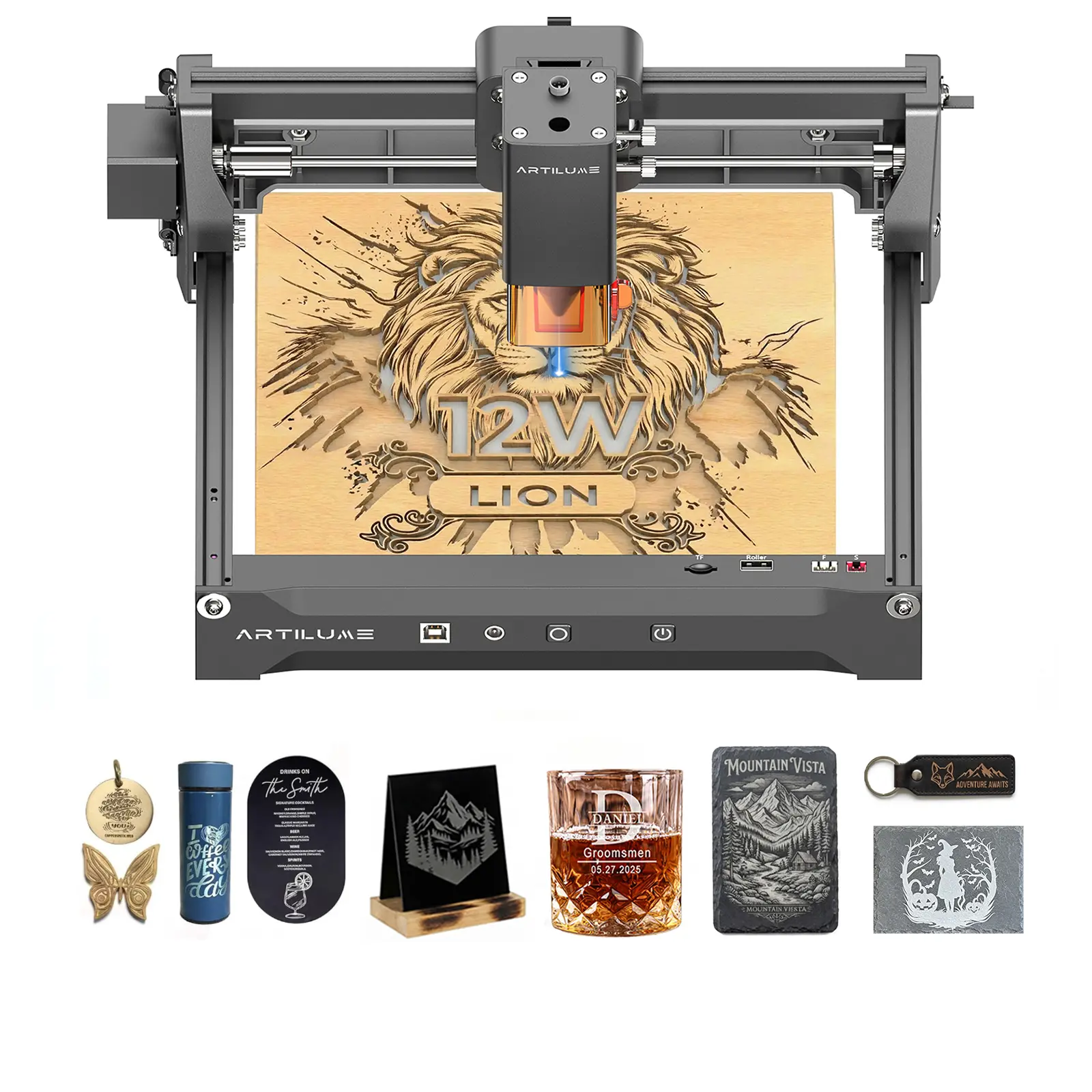 ARTILUME U1 Laser Engraving & Cutting Machine (7W, 12W), Calibrated Kit with CutLabX & Offline Mode, 0.01mm High Precision, 150×200mm Work Area, Engraves Wood, Leather, Acrylic, Fabric, Ready for DIY Projects, Small Business, Laser Engraving Machine, Begi