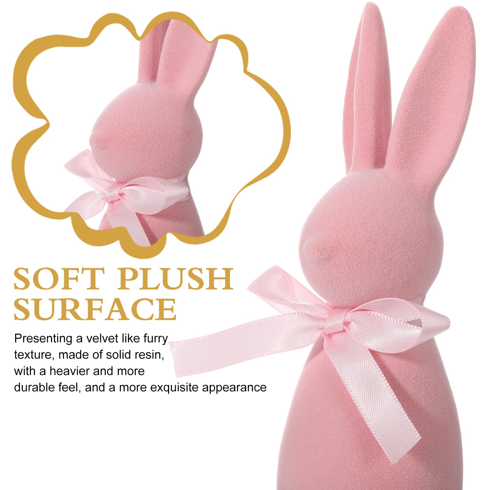 Pastel Flocked Easter Bunny Figurines - 7/6/4 Pcs Cute Velvet Rabbit Statues Set with Bow Ties, Adorable Easter Decor 2026 Bunny in Multiple Sizes & Poses for Tiered Tray Decor Spring Table Centerpiece Shelf Mantel Display Home Party Gifts Basket Stuffers