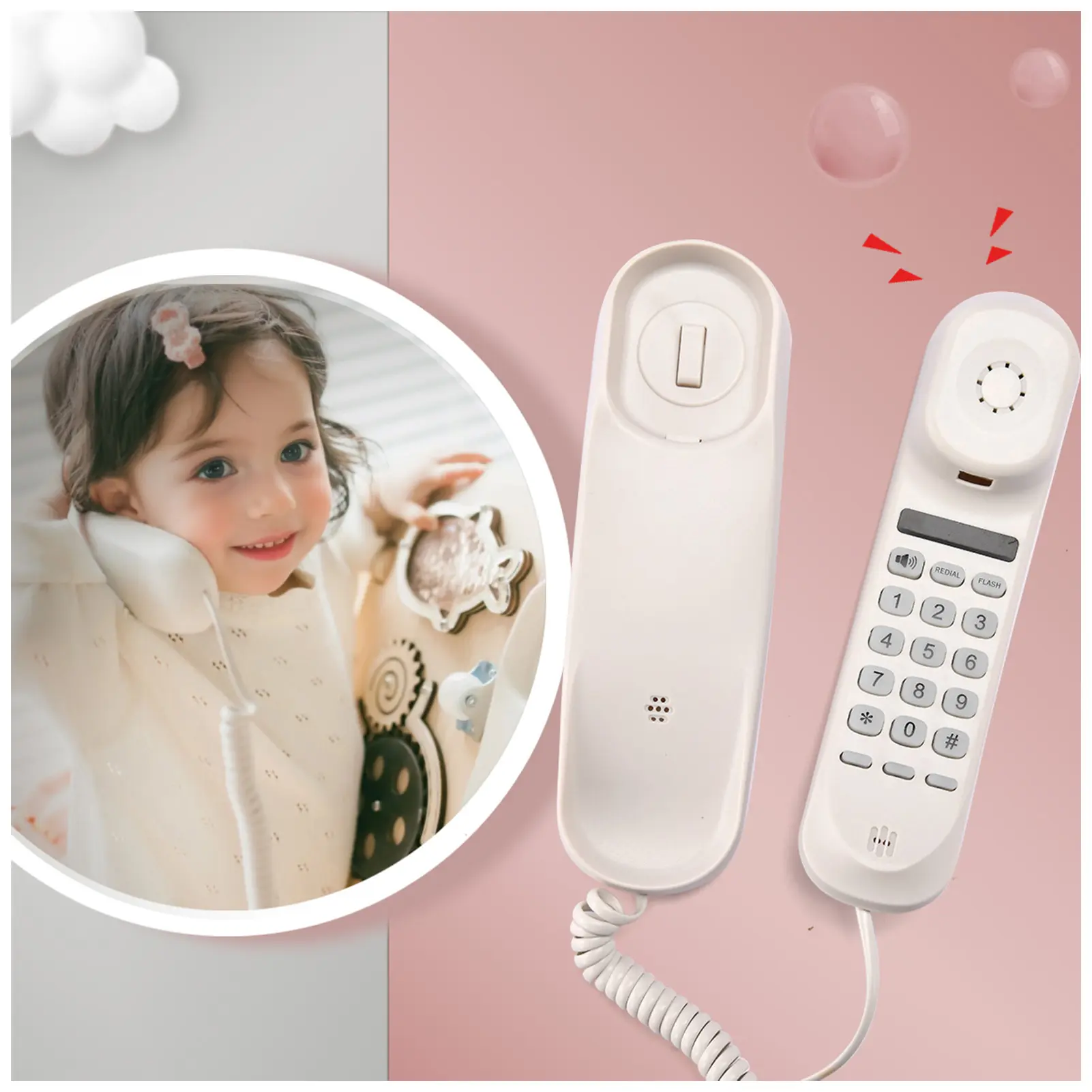 Unisex Classical Toy Phone with Sound Feature - Busy Board DIY Accessories, Plastic Pretend Play Item for Playground Playhouse Swing Set, Numeric Key Fake Phone