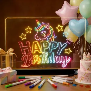 Acrylic LED Drawing Board for Kids, Acrylic Dry Erase Light-Up Drawing Board with Stand, Markers & Wipes, Erasable Reusable Board for Kids Learning, Ideal Gift for Birthday