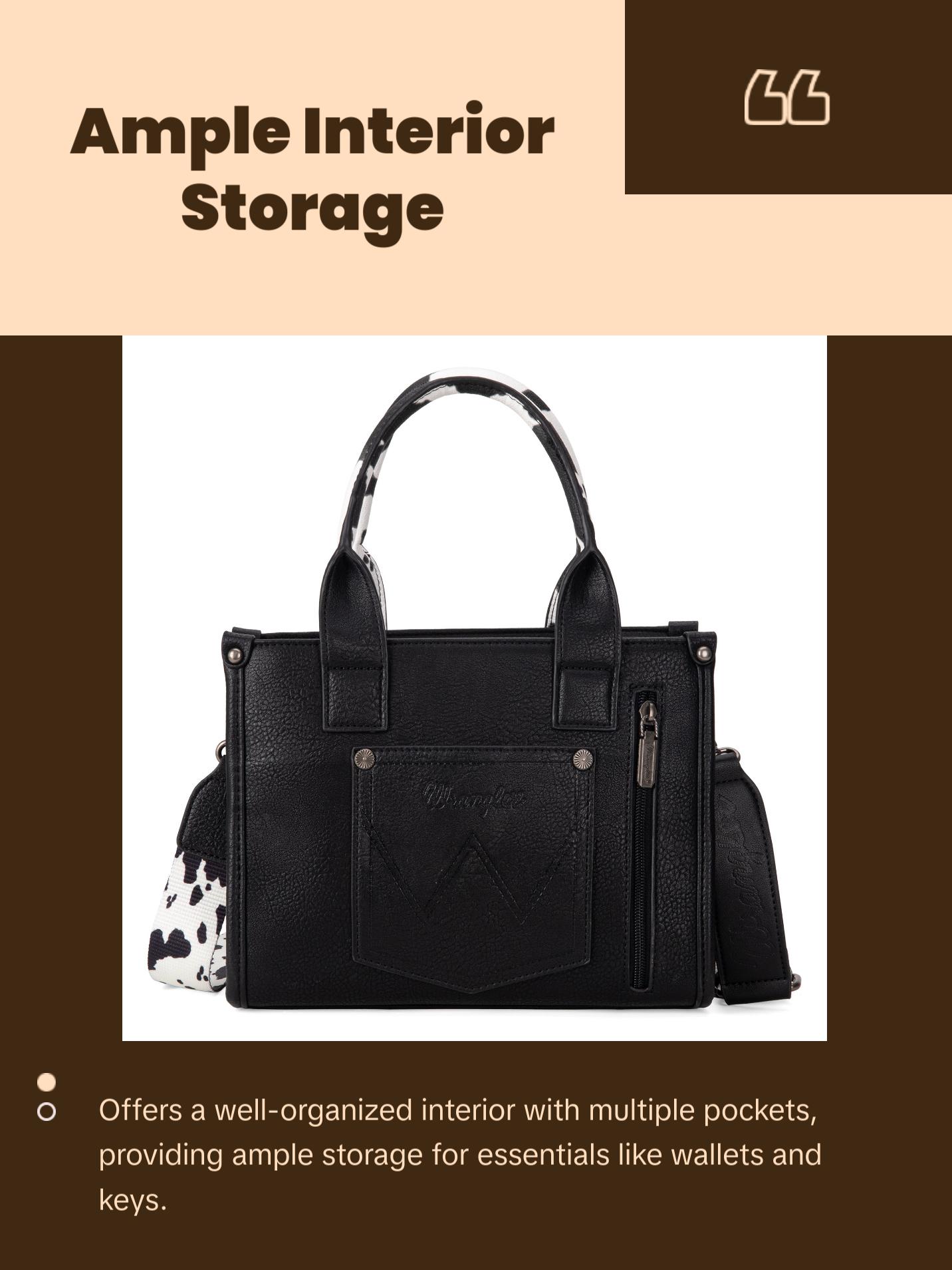 Wrangler Cow Print Concealed Carry Tote/Crossbody Bag