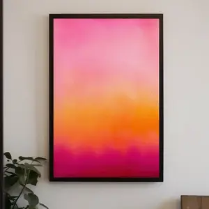 [SALE UP TO 50% + FREE SHIP] vibrant pink & orange gradient poster  color therapy aura art print  hot pink ombre wall art  modern abstract sunset art print