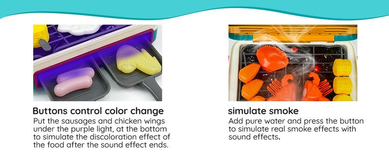 TALGIC BBQ Cooking Kitchen Set, BBQ Grill Toy Set,  Color Changing Pretend Play, Little Chef Play,