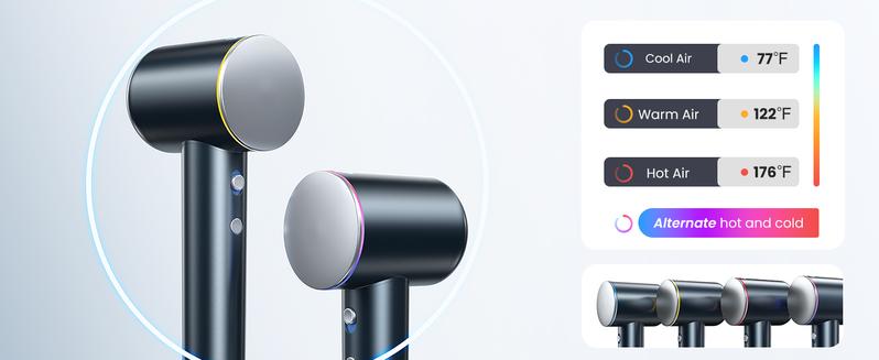 iDOO Salon-Grade Hair Dryer,Christmasgift - 200M Ion Technology & Smart Hot-Cold Air​ ​Frizz-Reducing Blow Dryer w/ Self-Clean Motor | Curly Hair Essential