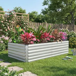Galvanized Raised Garden Bed, 8x4x1.5ft Planter Raised Garden Boxes Outdoor, Large Metal Raised Beds for Gardening, Garden Bed for Vegetables, Flowers, Herb,478 Gallon Capacity, Silver