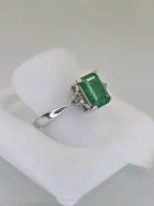 Moissanite Natural Emerald Ring | 925 Sterling Silver | Luxury Gemstone Jewelry