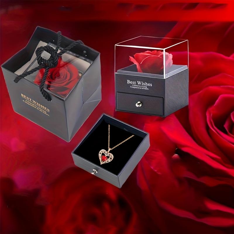 Rose Gift Box Heart Necklace - Perfect for Lover Mother Best Friend Wife Girlfriend - Ideal for Valentine's Day Thanksgiving Christmas Parties Birthdays New Year's