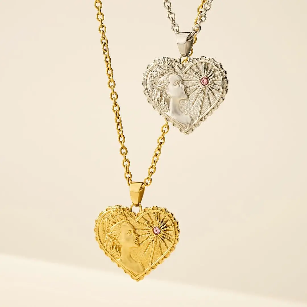 WICKEDXOUFER Glinda Heart Shape Stainless Steel Non Tarnish Necklace for Women Perfect Gift