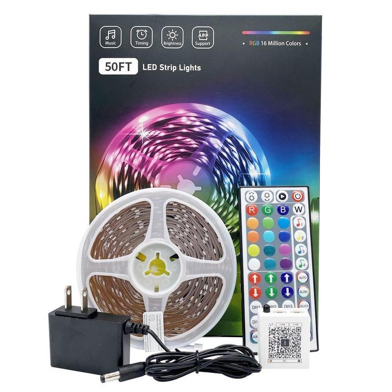 WEDEESUN LED Light Strip 100FT Smart APP Control & Remote Music Sync Mic Mode Dimmable Timing RGB Lights for Bedroom Living Room Decoration