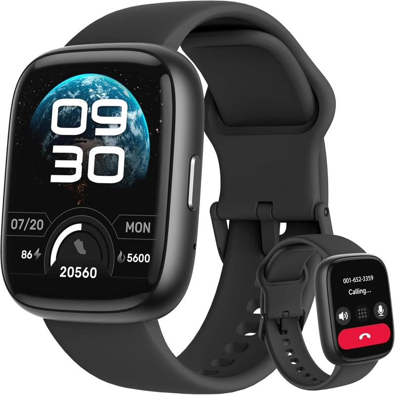 LANGSDOM Smart Watch for Women and Men, Call and Alexa with SMS Push, Answer Calls, Voice Assistant, Sports Watch 100+ Sports Modes for Android and iPhone Sports Smart Watch Wearable Adjustable Automatic Button Monitoring Silicone Tracker Water Proof