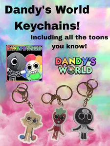 Dandy's World Keychain, Acrylic, Backpack Charm, Bag Charm, Cute Character