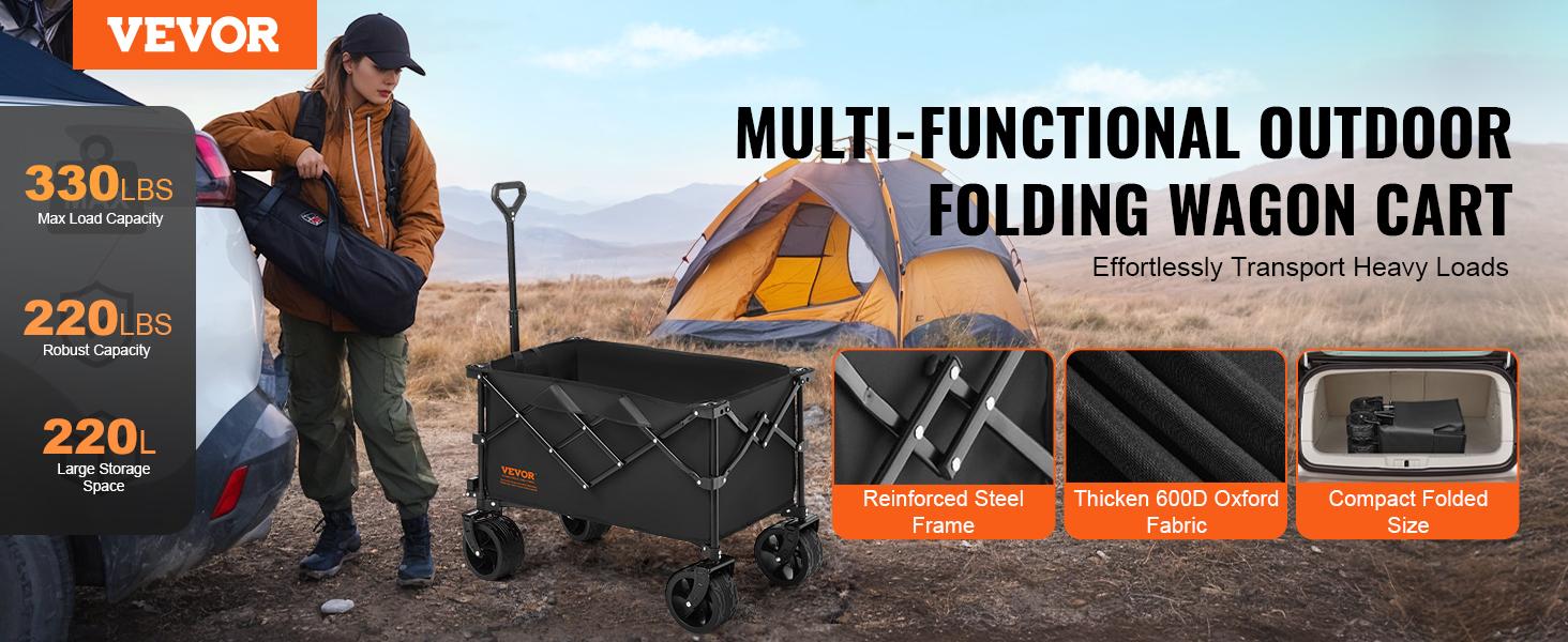 VEVOR Collapsible Folding Wagon, Various specifications, Wagon Cart with All-Terrain Wheels, Heavy Duty Folding Wagon Cart Max 450 lbs with Drink Holders, Sports Wagon for Camping, Shopping, Garden VEVOR Collapsible Folding Wagon, Various specifications, Wagon Cart with All-Terrain Wheels, Heavy Duty Folding Wagon Cart Max 450 lbs with Drink Holders, Sports Wagon for Camping, Shopping, Garden